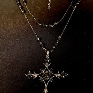 Gothic Black Cross Pendant Necklace